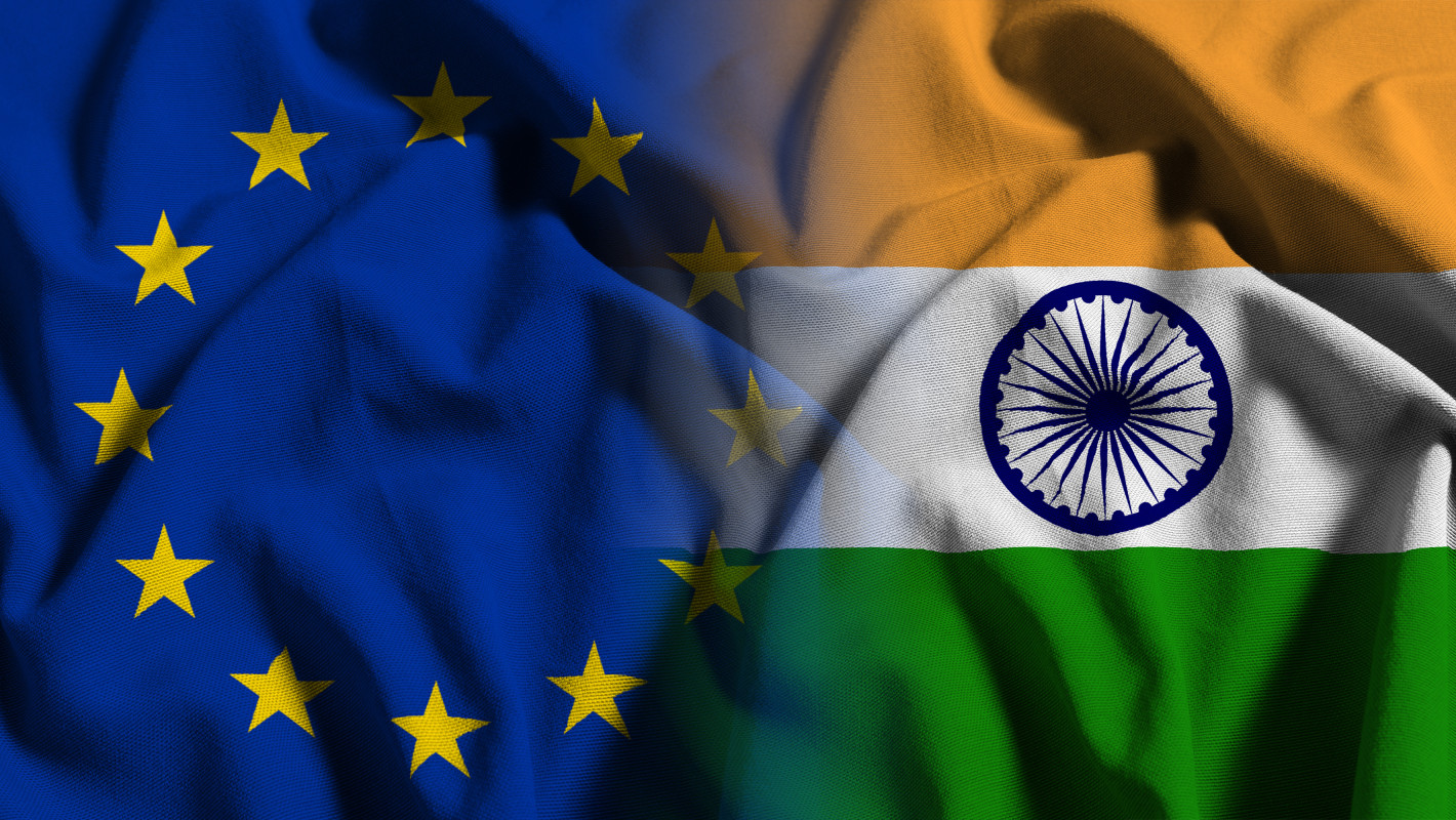Indien und Europa Flaggen